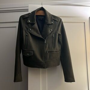 Banana Republic faux suede olive green motorcycle jacket